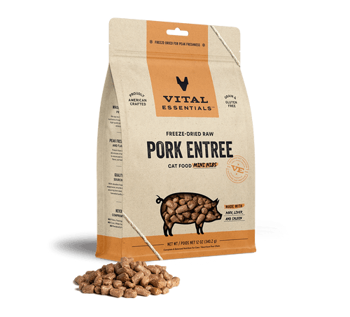 Vital Essentials Freeze-Dried Raw Pork Entree Mini Nibs Cat Food (8 oz)