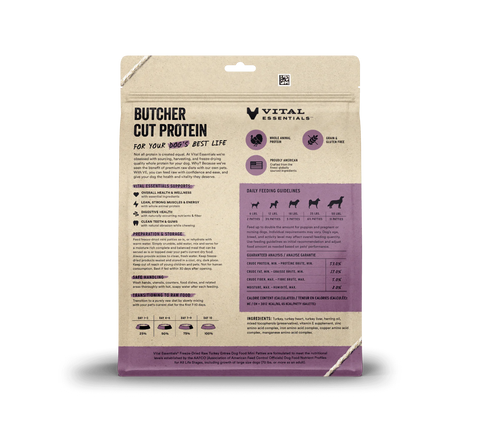 Vital Essentials Freeze-Dried Raw Turkey Mini Patties Dog Food