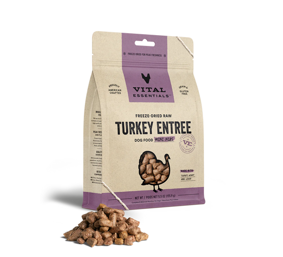 Vital Essentials Free-Dried Raw Turkey Mini Nibs Dog Food