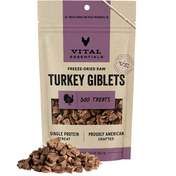 Vital Essentials Freeze Dried Raw Turkey Giblets Dog Treats (2 Oz)
