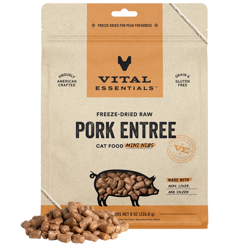 Vital Essentials Freeze-Dried Raw Pork Entree Mini Nibs Cat Food (8 oz)
