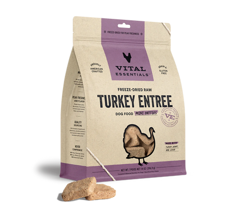 Vital Essentials Freeze-Dried Raw Turkey Mini Patties Dog Food