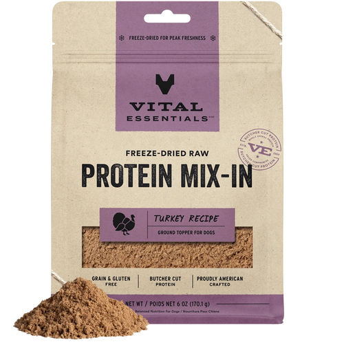 Vital Essentials Freeze-Dried Raw Protein Mix-In Turkey Recipe Ground Topper for Dogs (6 oz)