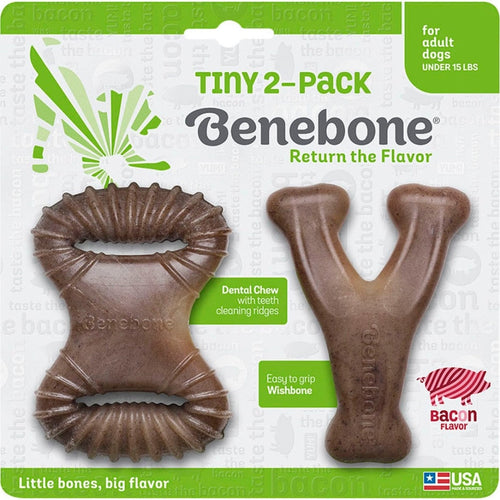 Benebone Dental Chew & Wishbone Dog Chew Toy (Medium - Pack of 2 / BACON)