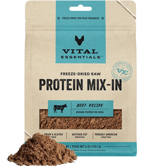 Vital Essentials Freeze-Dried Raw Protein Mix-In Beef Recipe Ground Topper for Dogs (6 oz)