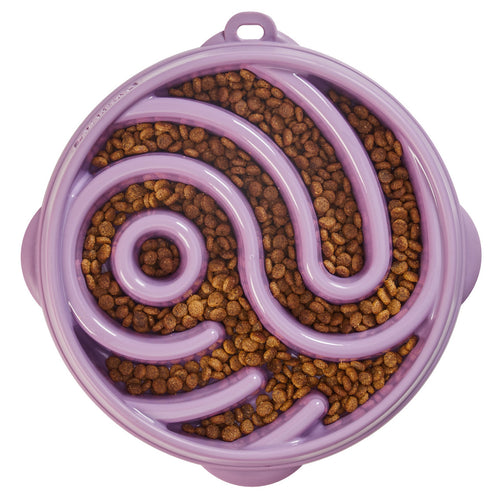 Outward Hound Fun Feeder Yin Yang Purple Large Slow Feed Bowl
