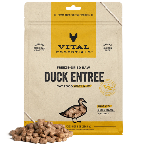 Vital Essentials Freeze-Dried Raw Duck Entree Mini Nibs Cat Food (8 oz)