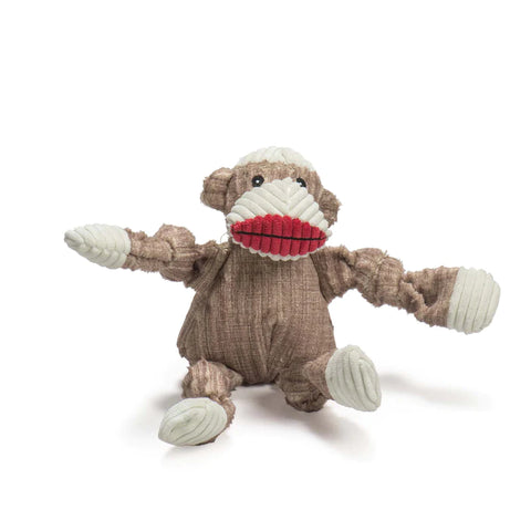 HuggleHounds Stuey Sock Monkey Knottie Plush Dog Toy