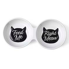 Meow Kitty Duo Dinner 10" White bowl duo 1Cup each