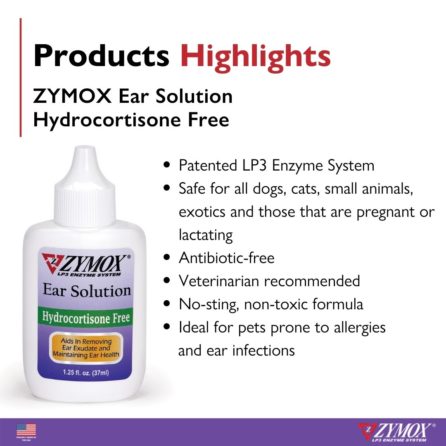 Zymox Ear Solution Hydrocortisone Free