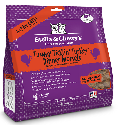 Stella & Chewy's Tummy Ticklin' Turkey Dinner Morsels Grain Free Freeze Dried Raw Cat Food