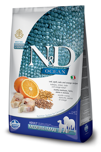 Farmina N&D Ancestral Grain Ocean Fish & Orange Med/Maxi Dry Dog Food