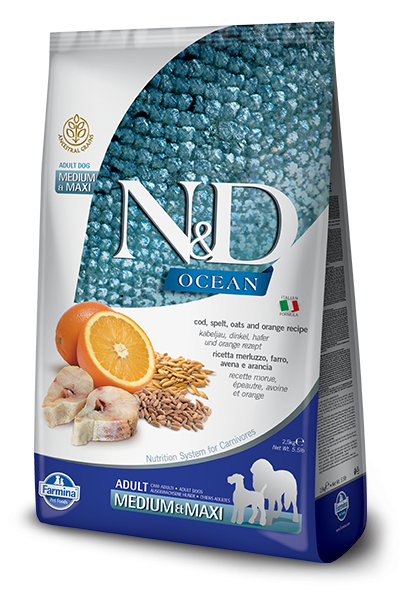 Farmina N&D Ancestral Grain Ocean Fish & Orange Med/Maxi Dry Dog Food