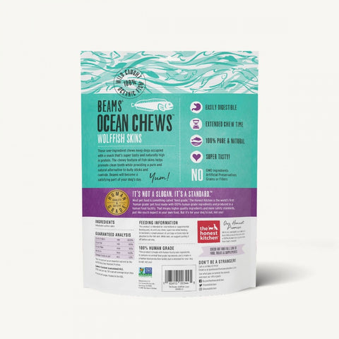 The Honest Kitchen BEAMS Grain Free Large Ocean Chews Wolffish Skin Dog Treats