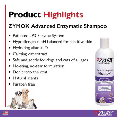 Zymox Shampoo for Itchy & Inflamed Skin For Dogs & Cats