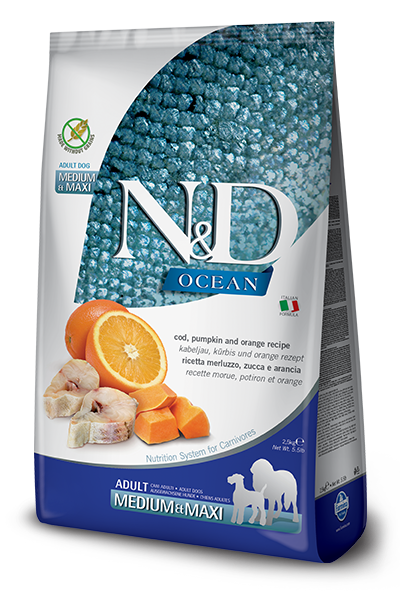 Farmina N&D Ocean Codfish, Pumpkin & Orange Med/Maxi Dry Dog Food