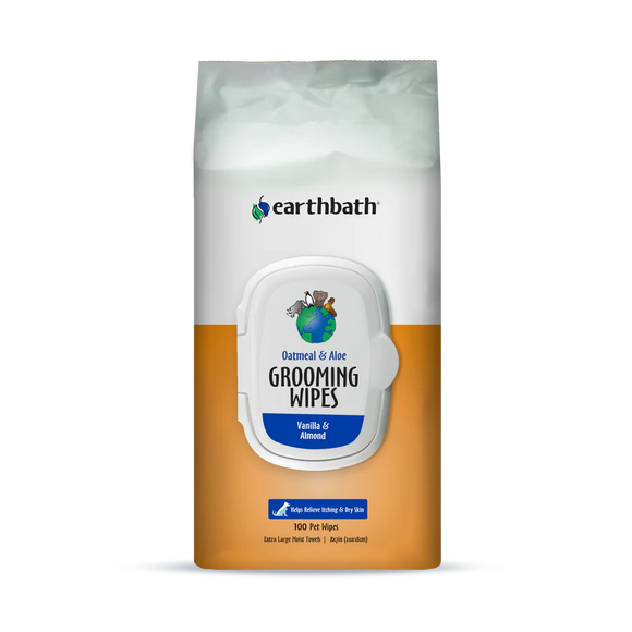 Earthbath Grooming Wipes - Oatmeal & Aloe For Dogs & Cats (100 Count)
