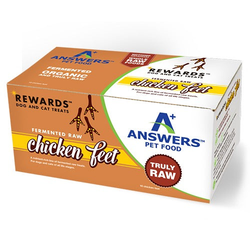 Answers Rewards Fermented Raw Organic Chicken Feet Dog and Cat Treats (10 ct)