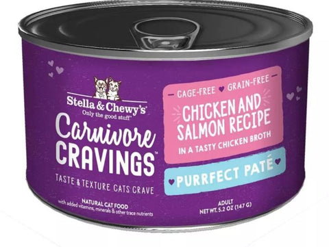 Stella and Chewy Carnivore Cravings Chicken and Salmon Savory Shreds Recipe Canned Cat Food