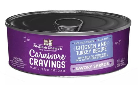 Stella and Chewy Carnivore Cravings Chicken and Turkey Recipe Savory Shreds Canned Cat Food