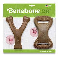 Benebone Dental Chew & Wishbone Dog Chew Toy (Medium - Pack of 2 / BACON)
