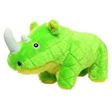 Mighty Rhinoceros Durable Plush Squeaky Dog Toy (Green)