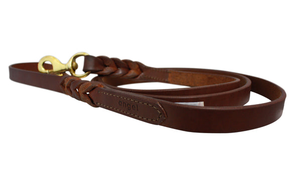 Angel Leather Braided Leash Brown