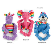 HuggleHounds Rainbow Durable Plush Corduroy Knotties