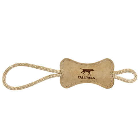TALL TAILS DOG BONE TUG NATURAL LEATHER 12 INCHES