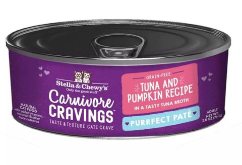 Stella and Chewy Carnivore Cravings Tuna and Pumpkin Recipe Purrfect Pate Canned Cat Food